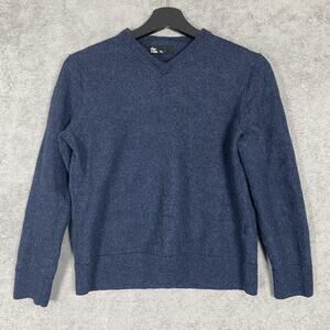 The Commons Sweater Mens XL Navy Blue 100% Merino Wool Pullover V Neck Classic